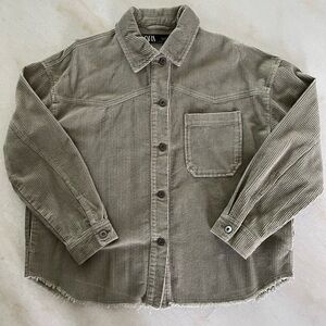 Zara Olive Corduroy Button-Up Shirt